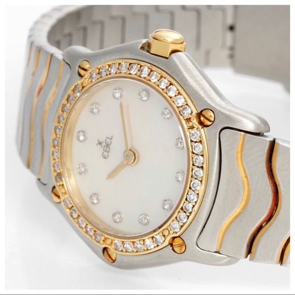 EBEL Wave Diamond 2 Tone Bracelet 18K YG/SS Watch - Picture 4 of 16